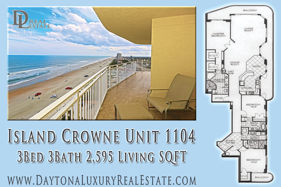 Oceanfront Condo Floor Plan for Island Crowne Condo 1104 in Daytona Beach